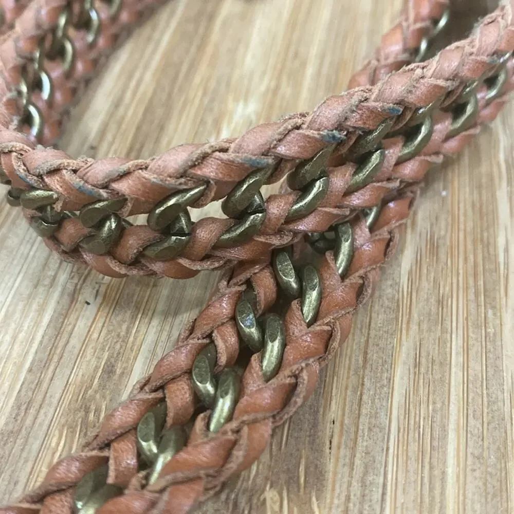 J. Crew braided leather and chain women’s M/L belt - Picture 3 of 4
